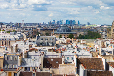 Paris, france,  view of the city looking toward la defence the business and financial centre 