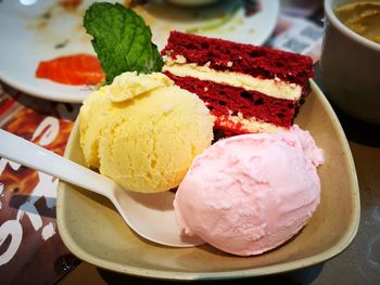 Close-up of ice cream in plate