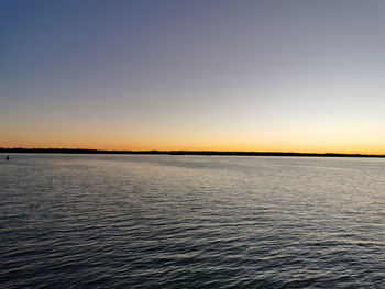 Scenic view of sea against clear sky during sunset