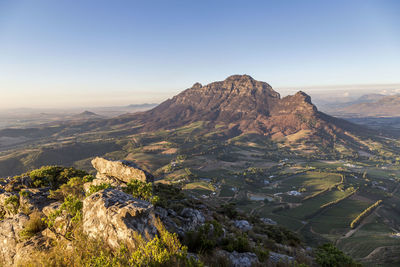 Scenic view of landscape against clear sky