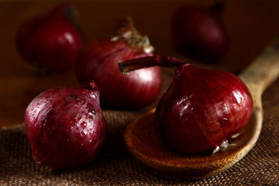 Close-up of apples on table