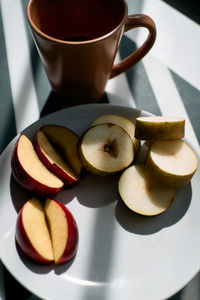 High angle view of food on table