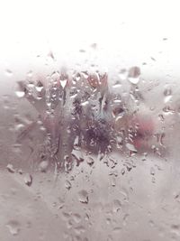 Close-up of water drops on glass