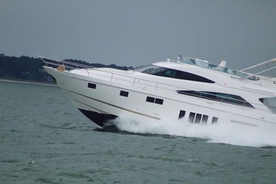 Boat in sea against sky