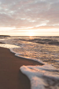 Scenic view of beach against sky during sunset baltic sea rostock