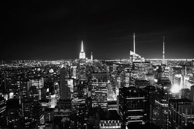 Illuminated cityscape at night