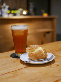 Close-up of breakfast served on table