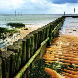 Scenic view of beach against sky