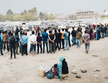Group of people at town square