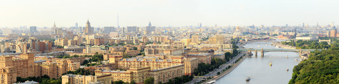 High angle view of city against sky