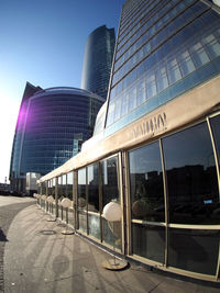 Low angle view of modern building against sky