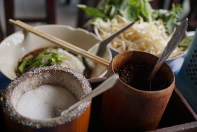 Close-up of dessert in bowl on table