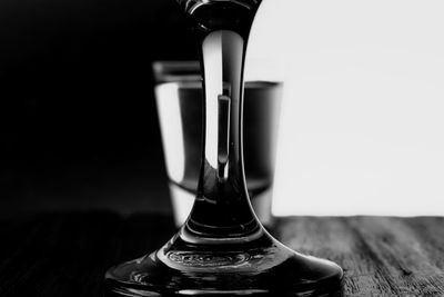 Close-up of beer glass on table