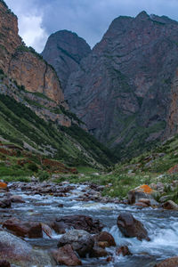 Scenic view of rocky mountains against sky