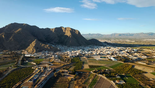 High angle view of townscape against sky