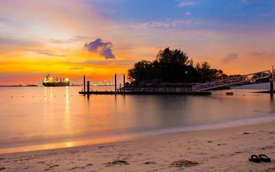 Scenic view of sea against sky during sunset