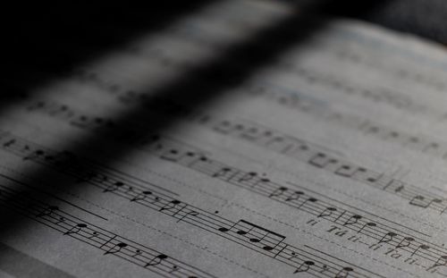 High angle view of text on paper