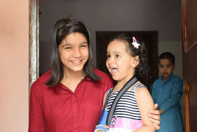 Portrait of a smiling girl looking away
