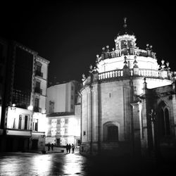 Facade of building at night