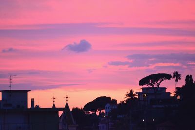 Silhouette buildings against sky during sunset