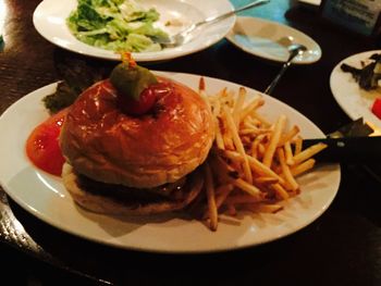 Close-up of food served in plate