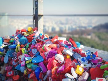 Close-up of padlocks