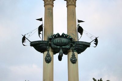 Low angle view of statue against sky