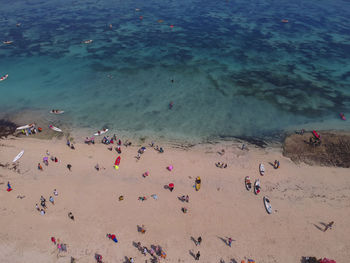 High angle view of people on beach