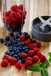 Close-up of strawberries on table