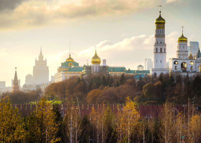 View of cathedral in city against sky