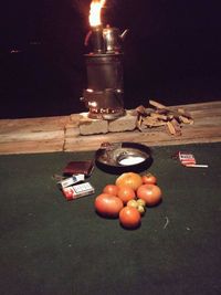 Close-up of red object on table