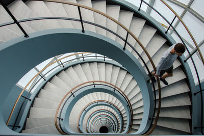 High angle view of spiral stairs