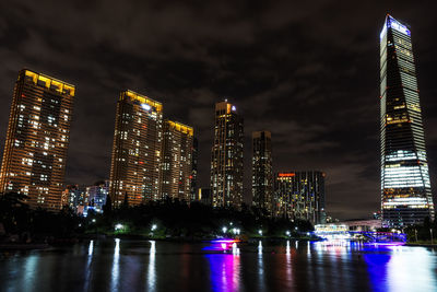 City lit up at night