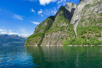 Amazing natural landscape of geirangerfjord in a summer day, sunnmore, more og romsdal, norway