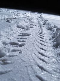 Close-up of snowflakes on snow