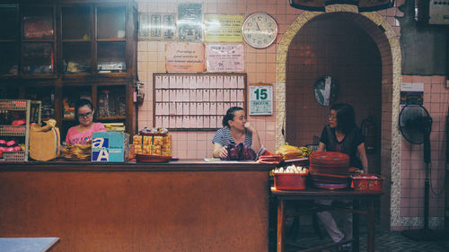 Portrait of people in restaurant