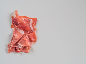 High angle view of ice cream over white background