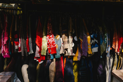 Rear view of people in traditional clothing store