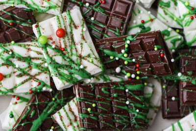 High angle view of chocolate cake on tree