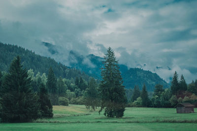 Scenic view of landscape against cloudy sky