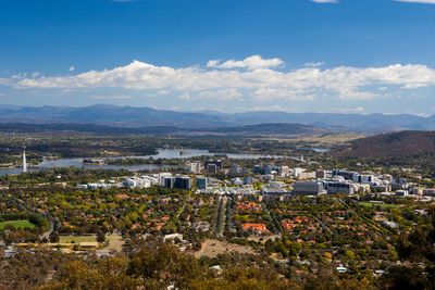 High angle view of townscape against sky