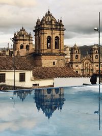 Reflection of building in water