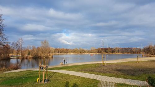 Scenic view of lake against sky