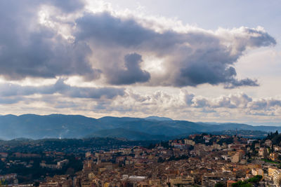 High angle view of townscape against sky