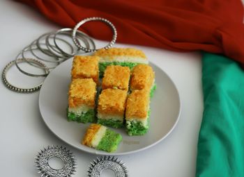 Homemade tricolour dhokla for independence day
