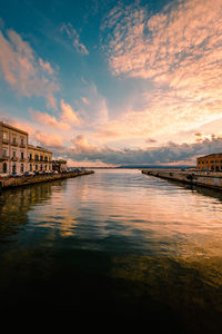 Port of ortigia with spectacular sunset