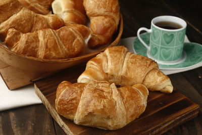 High angle view of breakfast on table