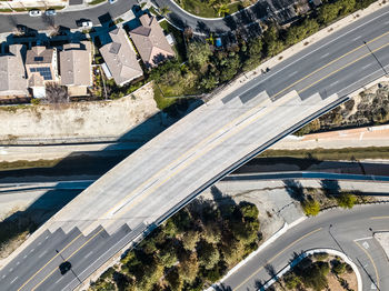 High angle view of city street during sunny day