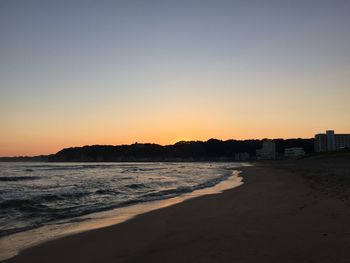 Scenic view of sea at sunset