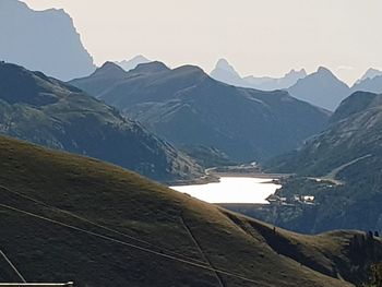 Scenic view of mountains against clear sky